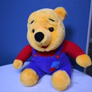 Vintage Winnie the Pooh Plush Bear w/ Overalls Disney Mattel